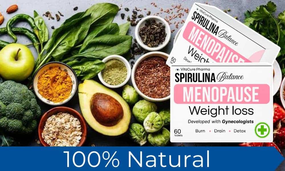 Integratori naturali per la menopausa con erbe e vitamine.