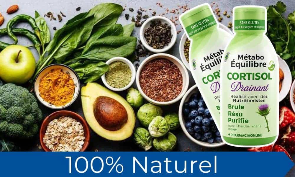 Integratori naturali Metabo Équilibre con cortisolo e antiossidanti.
