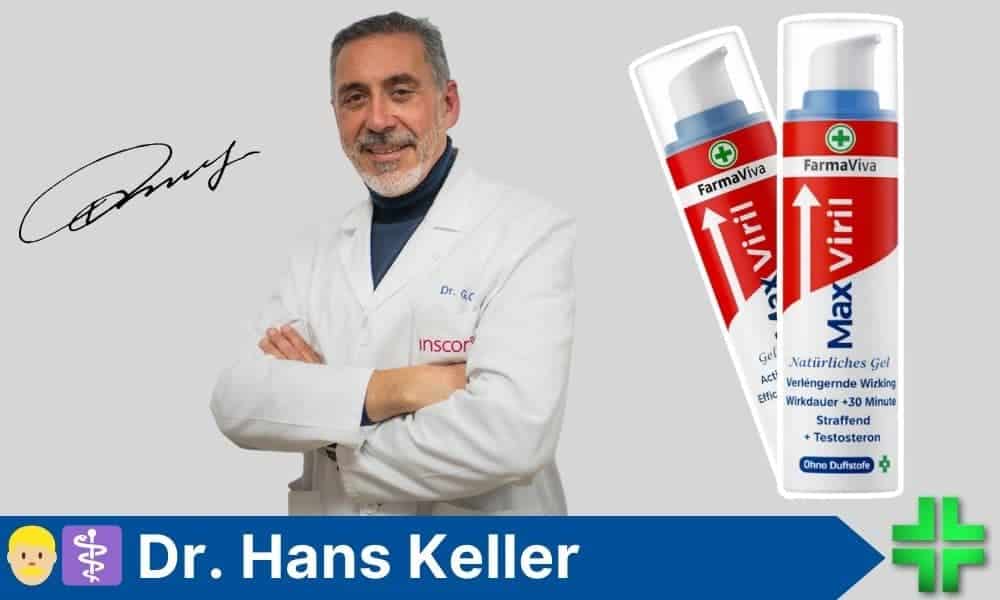 Dott. Hans Keller con prodotti BioBoost per la salute.