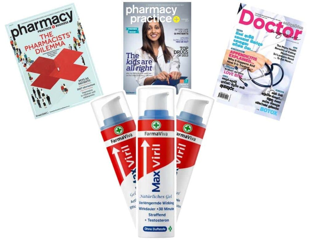 Gel MaxViri e riviste di farmacia e medicina.