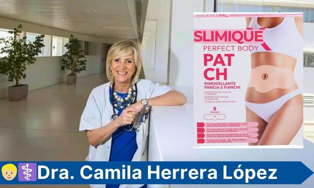 Dottoressa Camila Herrera López con poster di bellezza e benessere.